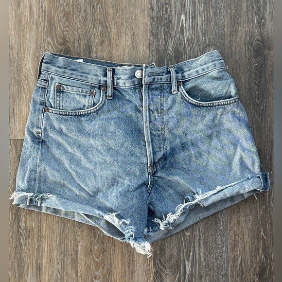 Agolde Pants - Agolde Light Blue Distressed Jean Shorts